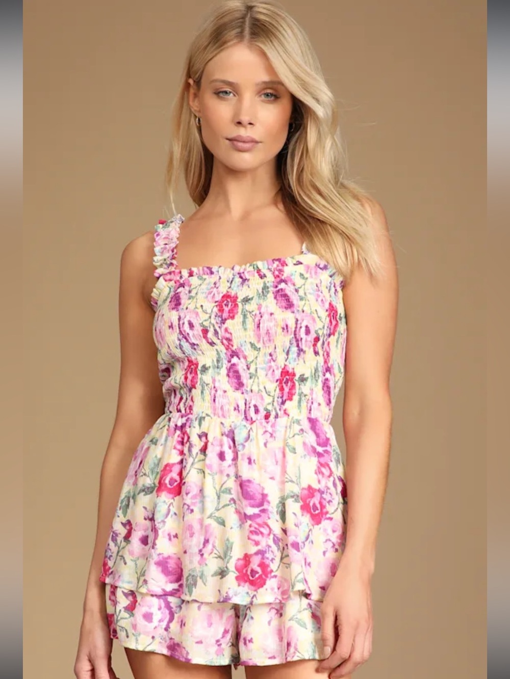 Lulu's Pink and Purple Floral Print Dress